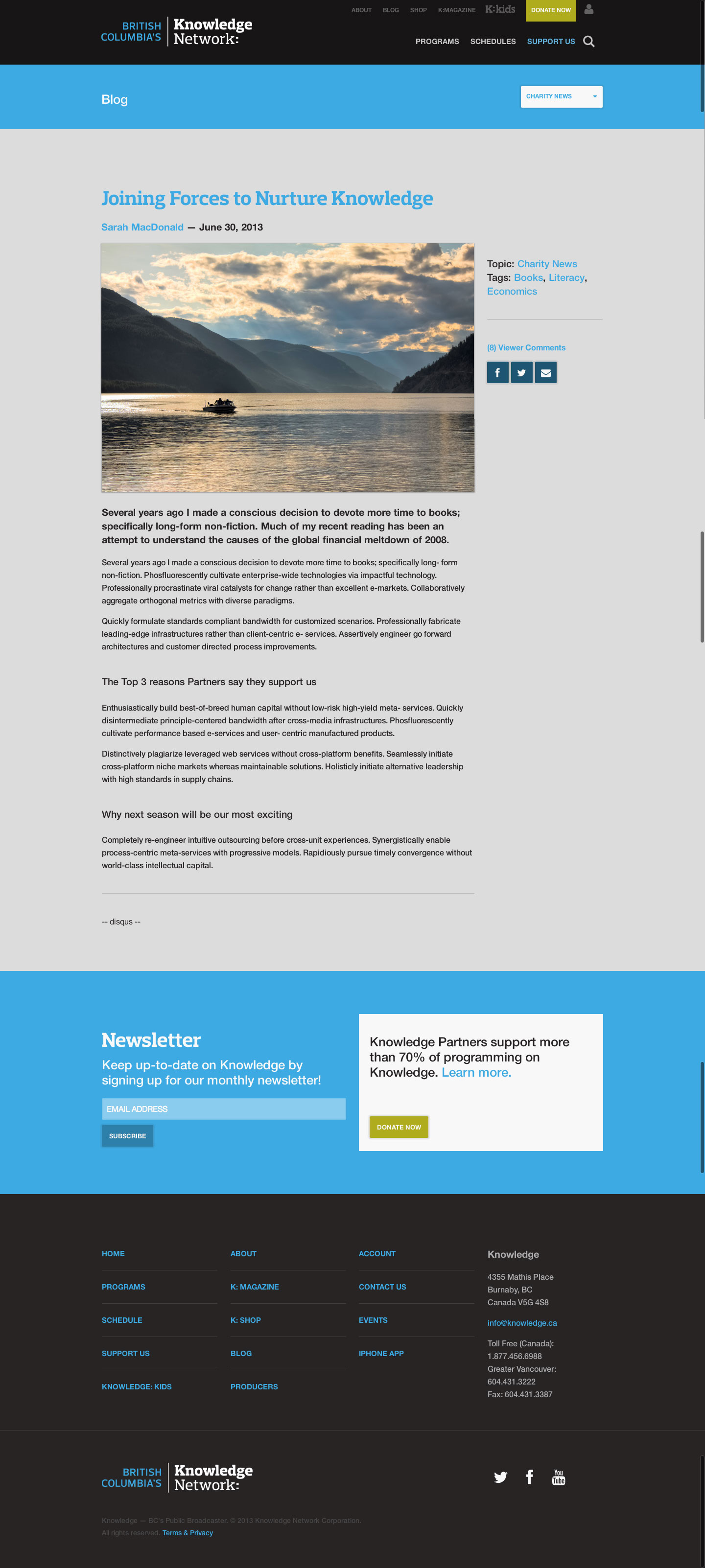 Knowledge Network blog interface